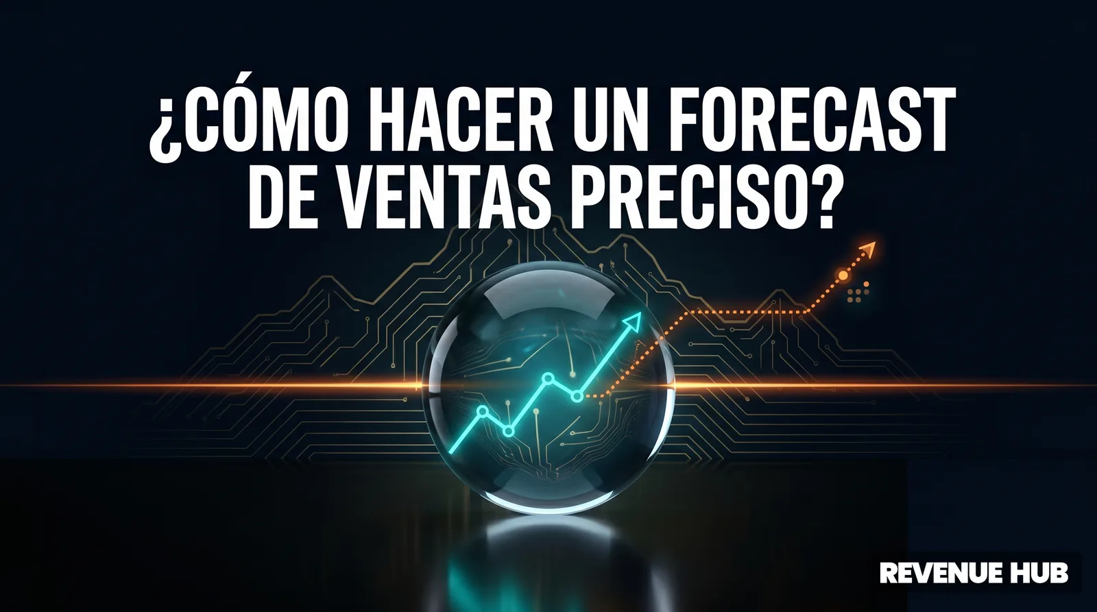 Esfera de cristal con un gráfico ascendente que proyecta un forecast de ventas B2B preciso
