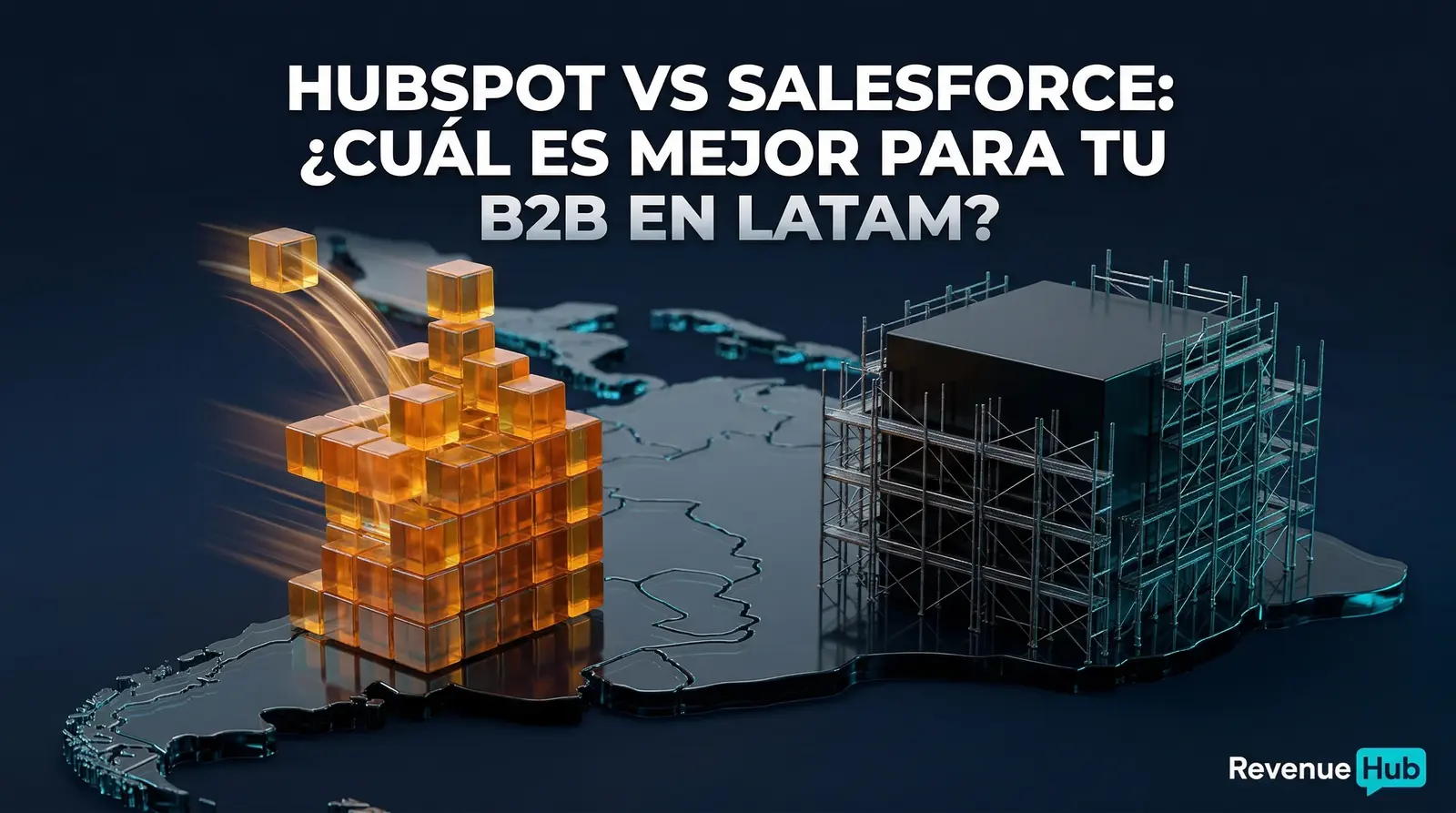 Comparativa de CRM HubSpot vs Salesforce para empresas B2B en Chile y Latinoamérica con Revenue Hub.