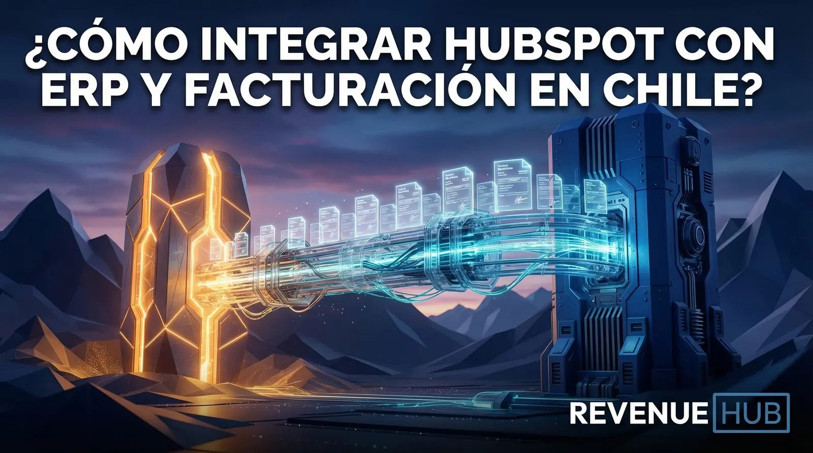 Diagrama de integración entre HubSpot CRM, ERP local y facturación electrónica para empresas B2B en Chile.